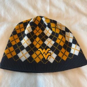 West Virginia Argyle Knit Beanie Toboggan Sock hat with Logo